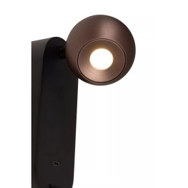 MONTANA sienas lampa ar USB-C LED dimmējama CCT 1x6.3W kafijas brūna (Lucide)