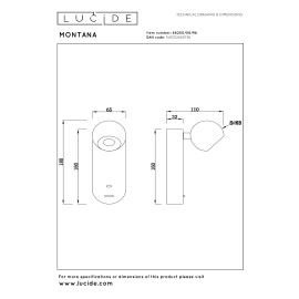 MONTANA sienas lampa ar USB-C LED dimmējama CCT 1x6.3W kafijas brūna (Lucide)