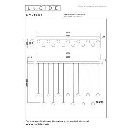 MONTANA lineāra piekaramā lampa LED dimmējama CCT 13x5.7W pelēka dzelzs (Lucide)