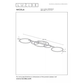 NICOLA griestu gaismeklis 132 cm LED 37W CCT, taupe (Lucide)