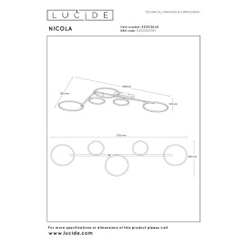 NICOLA griestu gaismeklis 170 cm LED 37W CCT, taupe (Lucide)
