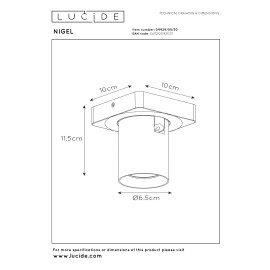 NIGEL griestu prožektors 1x5w melna (Lucide)