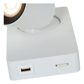NIGEL gultas / sienas lampa ar USB 1x5w balta (Lucide)