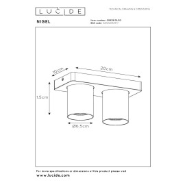 NIGEL griestu prožektors 2x5w matēta zelta / misiņa tonī (Lucide)