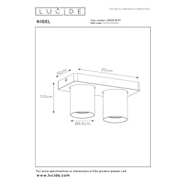 NIGEL griestu prožektors 2x5w balta (Lucide)