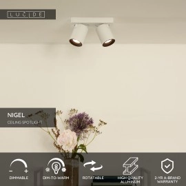 NIGEL griestu prožektors 2x5w balta (Lucide)