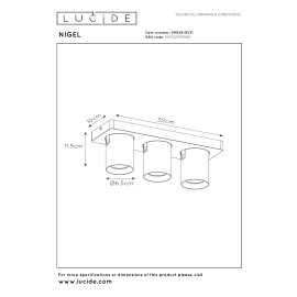 NIGEL griestu prožektors 3x5w balta (Lucide)