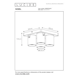 NIGEL griestu prožektors 4x5w matēta zelta / misiņa tonī (Lucide)