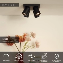 NIGEL griestu prožektors 4x5w melna (Lucide)