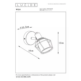NILA griestu prožektors 1xE14 melna (Lucide)
