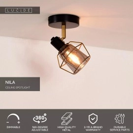 NILA griestu prožektors 1xE14 melna (Lucide)