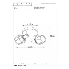 NILA griestu prožektors 2xE14 melna (Lucide)