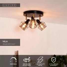 NILA griestu prožektors Ø36 cm 3xE14 melna (Lucide)