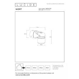 NIORT āra griestu prožektors 1xGU10 IP44 melns (Lucide)