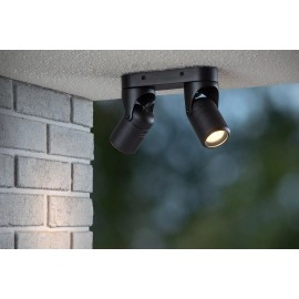 NIORT āra griestu prožektors 2xGU10 IP44 melns (Lucide)