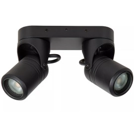 NIORT āra griestu prožektors 2xGU10 IP44 melns (Lucide)