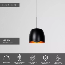 NOLAN piekarama lampa Ø24 cm 1xE27 melna / matēta zelta/misiņa (Lucide)