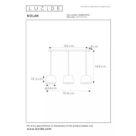 NOLAN piekarama lampa 104 cm 3xE27 melna / matēta zelta/misiņa (Lucide)