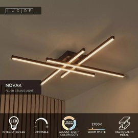NOVAK LED CCT griestu gaismeklis 42 W 2700K/4000K melns (Lucide)