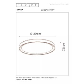 NURIA griestu gaismeklis Ø30 cm LED 18 W 2700K melns (Lucide)