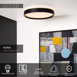 NURIA griestu gaismeklis Ø40 cm LED 24 W 2700K melns (Lucide)