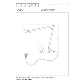 OGDEN rakstāmgalda lampa LED 3 StepDim 7W 3000K pelēka dzelzs (Lucide)