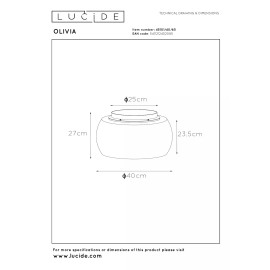 OLIVIA griestu lampa Ø40 cm 3xE27 40 W dūmu pelēka (Lucide)