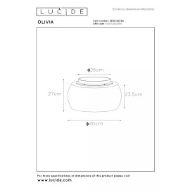 OLIVIA griestu lampa Ø40 cm 3xE27 40 W dūmu pelēka (Lucide)