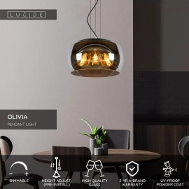 OLIVIA piekaramā lampa Ø40 cm 3xE27 40 W dūmu pelēka (Lucide)