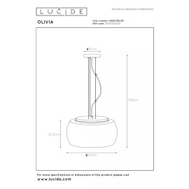 OLIVIA piekarama lampa Ø50 cm 3xE27 dūmu pelēka (Lucide)