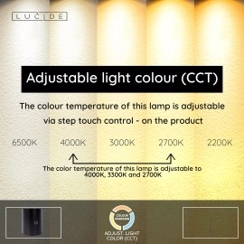 ORTOLAN stāvlampa LED 12W+3W CCT, melna (Lucide)