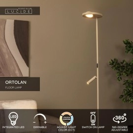 ORTOLAN stāvlampa LED 12W+3W CCT, taupe (Lucide)