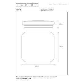 OTIS griestu lampa 28x28 cm LED 1x20W 3000K opāla (Lucide)
