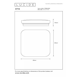 OTIS griestu lampa 42x42 cm LED 1x42W 3000K opāla (Lucide)