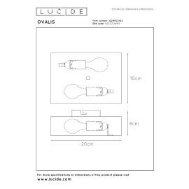 OVALIS sienas lampa 16x8x20 cm E14 2x9W matēta zelta/misiņa (Lucide)