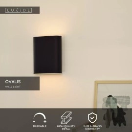 OVALIS sienas lampa 16x8x20 cm E14 2x9W melna (Lucide)