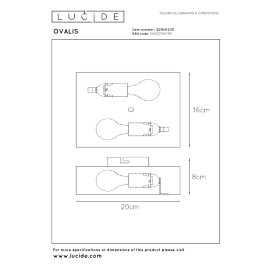 OVALIS sienas lampa 16x8x20 cm E14 2x9W balta (Lucide)