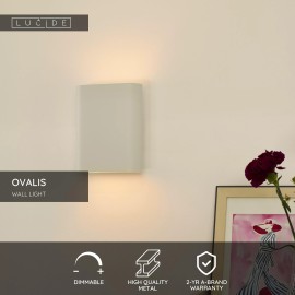 OVALIS sienas lampa 16x8x20 cm E14 2x9W balta (Lucide)