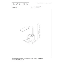 PENNY galda lampa LED 4,7W 3000K ar bezvadu lādētāju (Lucide)