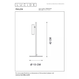 PHILON dimmējama LED galda lampa 4,5 W 3000K melna (Lucide)