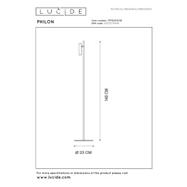 PHILON dimmējama LED stāvlampa lasīšanai 4,5 W 3000K melna (Lucide)