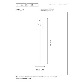 PHILON dimmējama LED stāvlampa lasīšanai 2 x 4,5 W 3000K melna (Lucide)