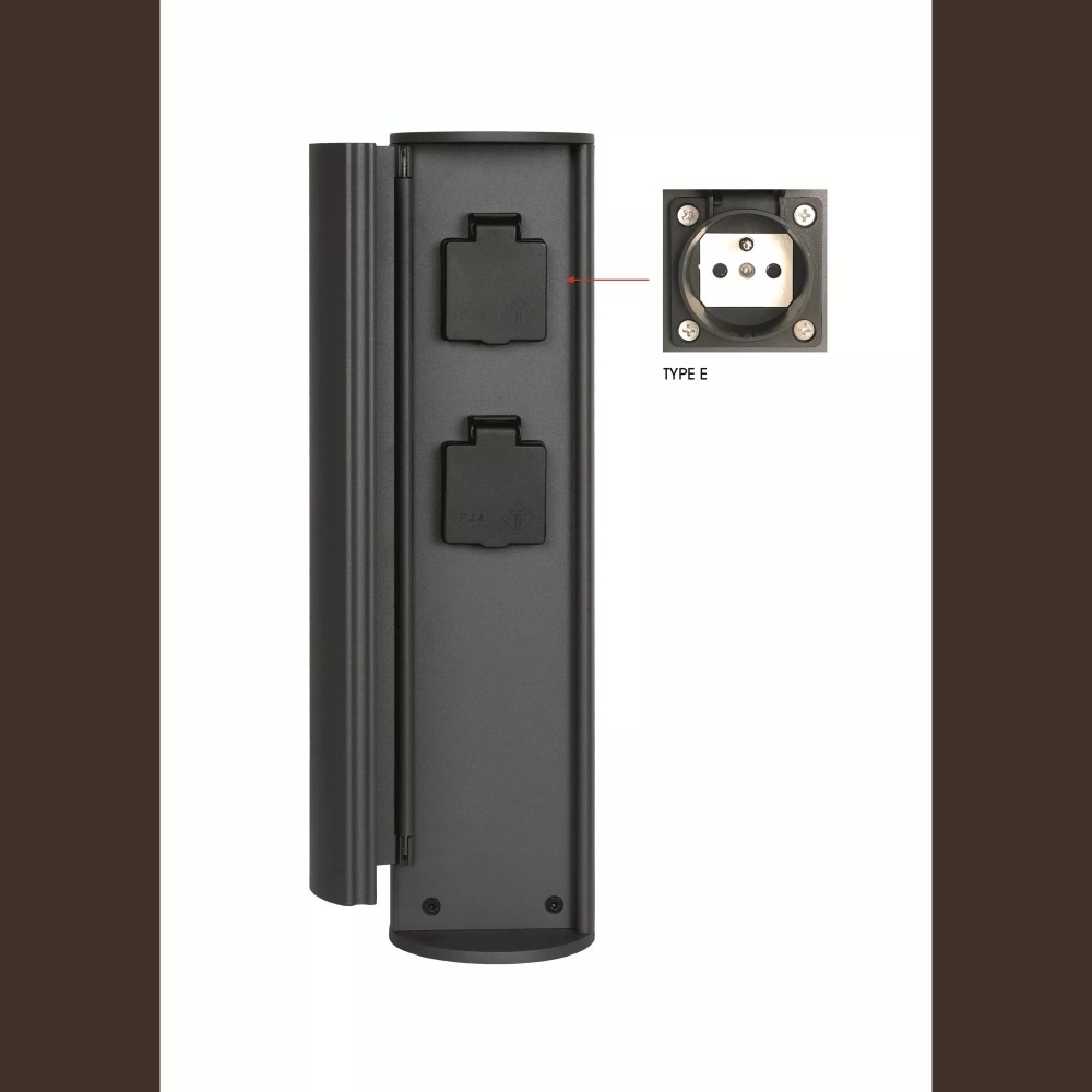 POWERPOINT āra rozetes stabiņš Type E antracīta (Lucide)