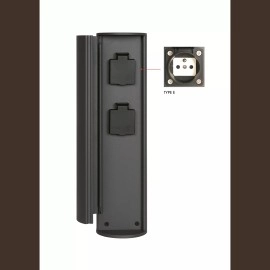 POWERPOINT āra rozetes stabiņš Type E antracīta (Lucide)