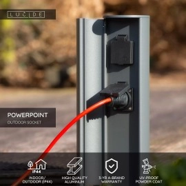 POWERPOINT āra rozetes stabiņš Type E antracīta (Lucide)