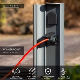 POWERPOINT F tipa āra rozetes stabiņš IP44 antracīta (Lucide)