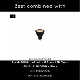 PRESTON vannasistabas piekaramā lampa Ø10 1 x 50 W GU10 IP44 melna (Lucide)