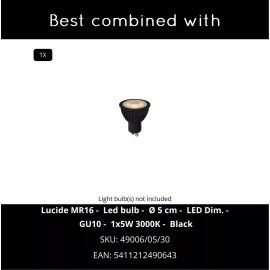 PRESTON vannasistabas piekaramā lampa Ø10 1 x 50 W GU10 IP44 melna (Lucide)