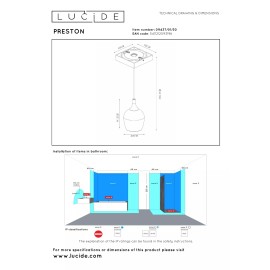 PRESTON vannasistabas piekaramā lampa Ø10 1 x 50 W GU10 IP44 melna (Lucide)