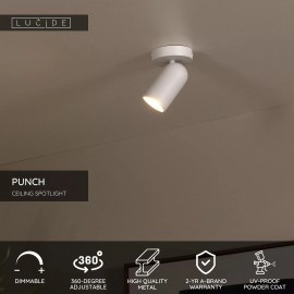 PUNCH griestu prožektors 10,5 cm × 10,5 cm × 15 cm 1x35W balta (Lucide)